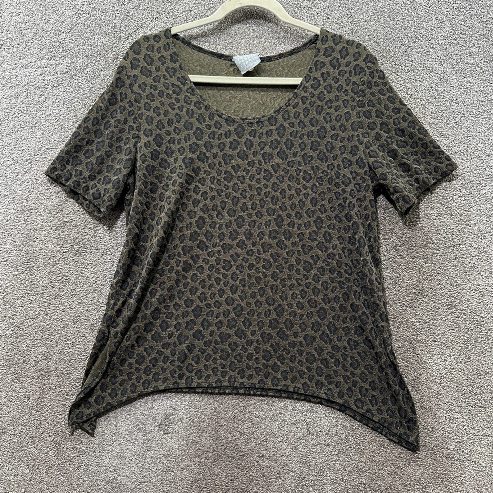 VTG Rabbit Rabbit Designs Blouse‎ Top M Leopard Print Sharkbite USA Made Edgy